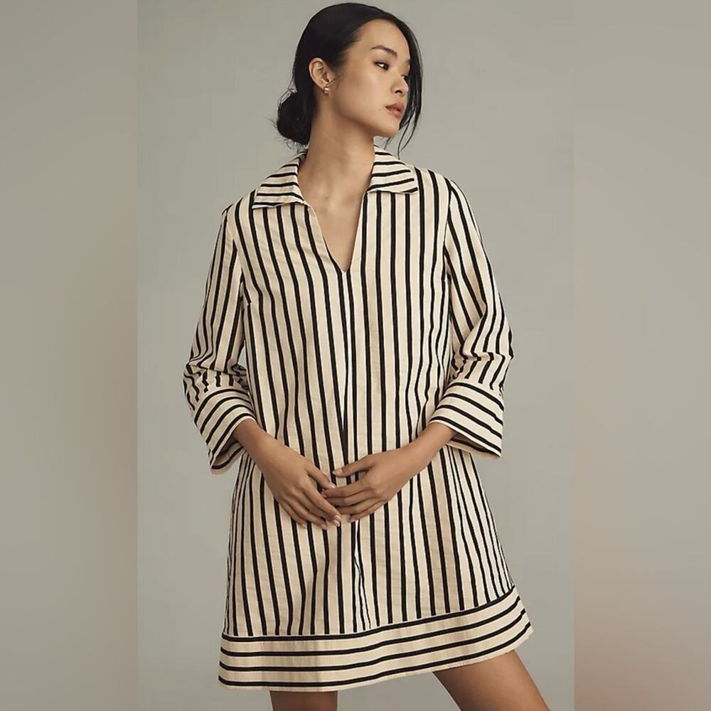 English Factory Long-Sleeve Collared Swing Mini Dress Sz:S NWT
